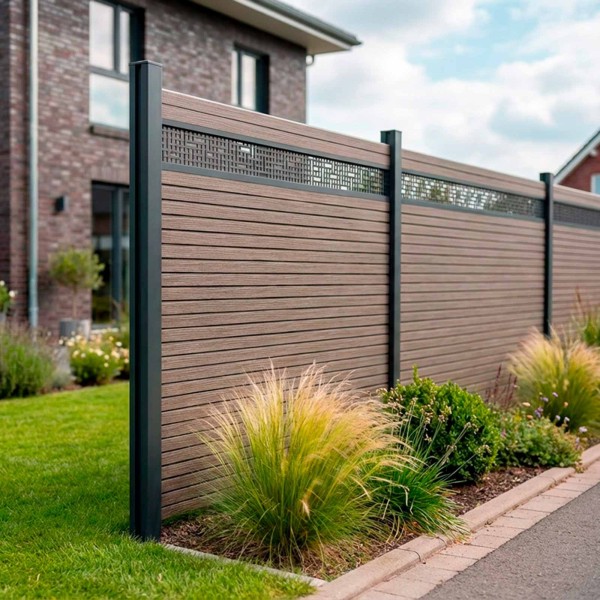 Rhombus Vintage Oak - Dekorprofil Quattro Kombination inkl. Pfosten zum Betonieren - 1,8 x 1,8 m