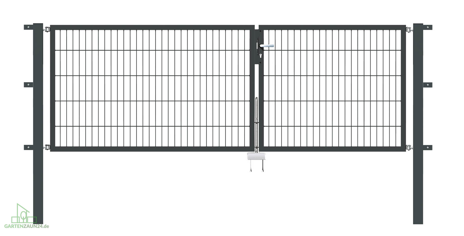 Gartentor Flex 6, 2-flg., Breite 3000 mm (1250/1750mm) Verzinkt 800 mm zum Einbetonieren
