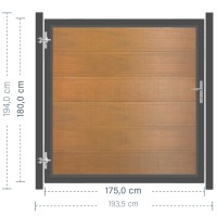 SYSTEM WPC PLATINUM XL Tor-Set in Teak-Braun Breite 1750mm Höhe 1800mm