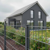 Doppelstabmattenzaun Komplettset 6/5/6 in RAL 7016, Anthrazit