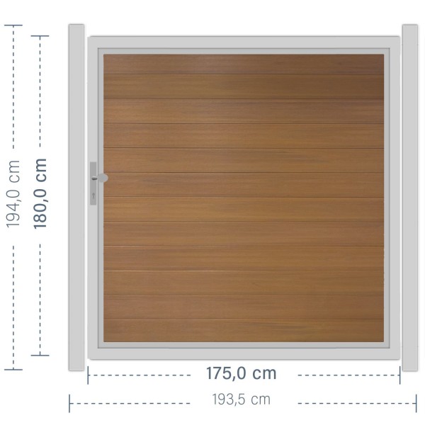 SYSTEM WPC PLATINUM Tor-Set in Teak-Braun Breite 1750mm Höhe 1800mm