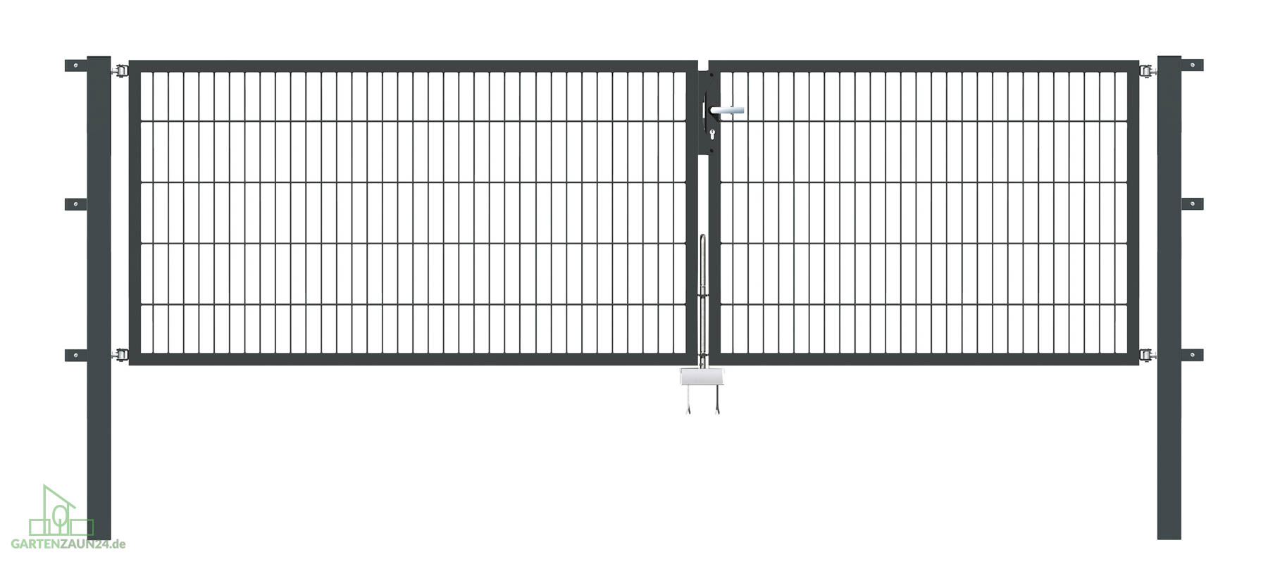 Gartentor Flex 6, 2-flg., Breite 3500 mm (1500/2000mm) Verzinkt Zum Einbetonieren 800 mm