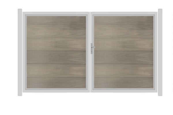 SYSTEM WPC PLATINUM XL Doppeltor-Set in Taupe-Grau Breite 3000mm Höhe 1800mm