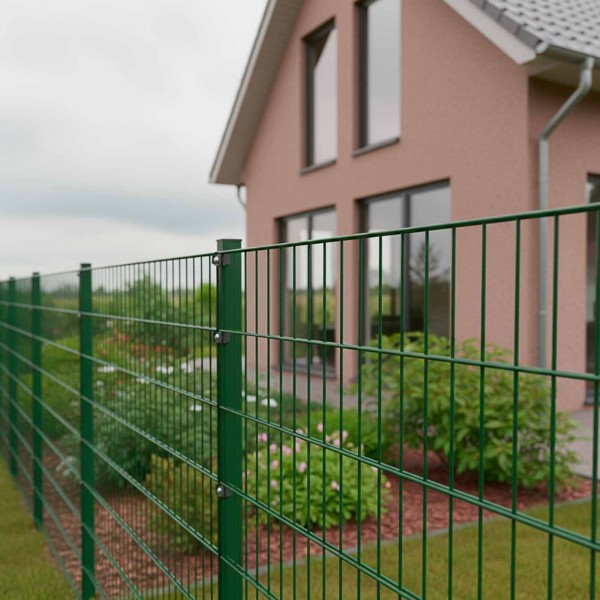 Doppelstabmattenzaun Komplettset 6/5/6 in RAL 6005, Grün