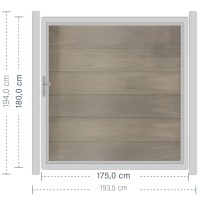 SYSTEM WPC PLATINUM XL Tor-Set in Taupe-Grau Breite 1750mm Höhe 1800mm