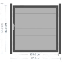 SYSTEM ALU XL Tor-Set in Silber Breite 1750mm Höhe 1800mm