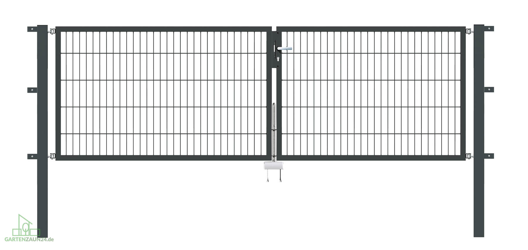 Gartentor Flex 6, 2-flg., Breite 3250 mm (1500/1750mm) Verzinkt Zum Einbetonieren 800 mm