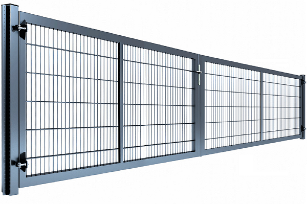 Gartentor "Universal" Breite 6000 mm Füllung 868 1000 mm RAL 7016 Anthrazitgrau 3000/3000 mm Zum Einbetonieren