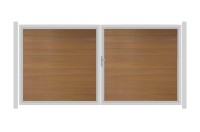 SYSTEM WPC PLATINUM Doppeltor-Set in Teak-Braun Breite 3600mm Höhe 1800mm