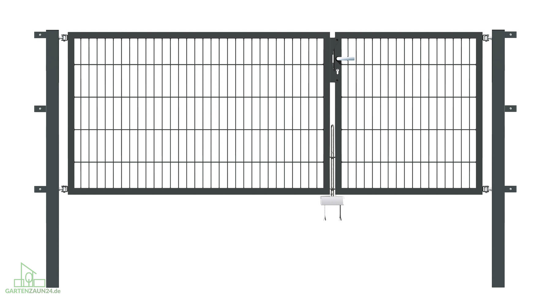 Gartentor Flex 6, 2-flg., Breite 2750 mm (1000/1750mm) Verzinkt Zum Einbetonieren 800 mm