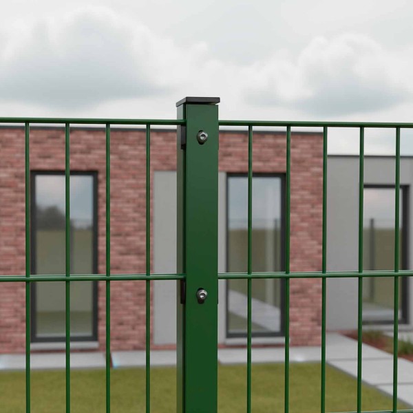 Doppelstabmattenzaun Komplettset 6/5/6 in RAL 6005, Grün