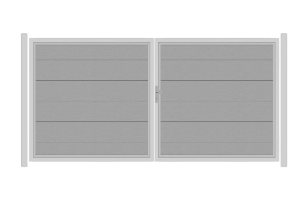 SYSTEM WPC XL Doppeltor-Set in Grau Breite 3600mm Höhe 1800mm