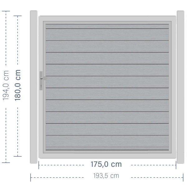 SYSTEM WPC CLASSIC Tor-Set in Grau Breite 1750mm Höhe 1800mm