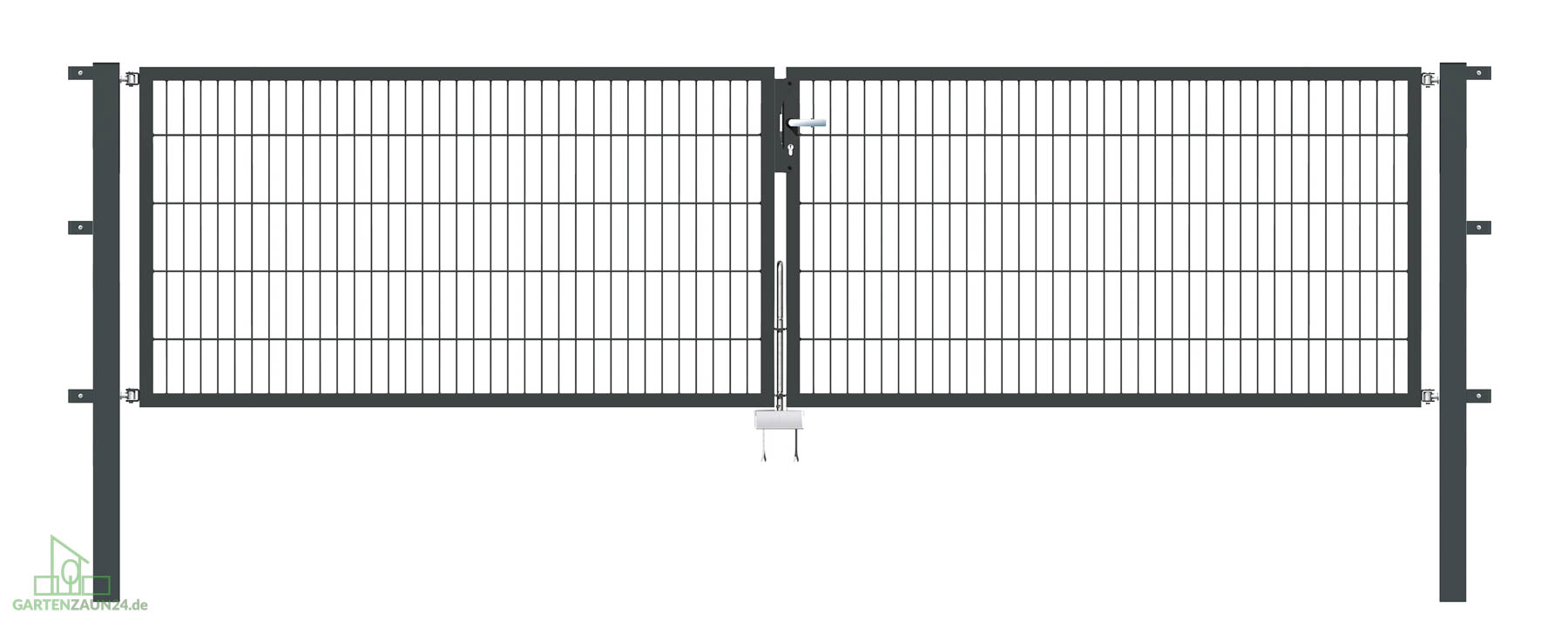 Gartentor Flex 6, 2-flg., Breite 4000 mm Verzinkt Zum Einbetonieren 800 mm