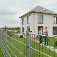 Doppelstabmattenzaun Komplettsett 6/5/6 in FVZ, Verzinkt