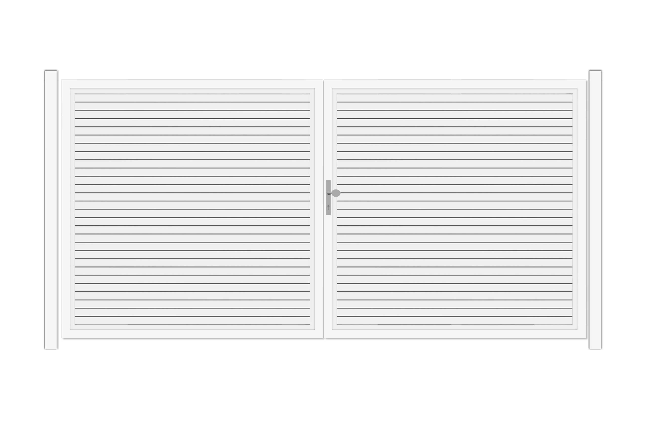 SYSTEM RHOMBUS Doppeltor-Set in Weiß Breite 3600mm Höhe 1800mm Links ohne Klinke zum Einbetonieren Silber Manuell betrieben