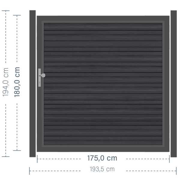 SYSTEM WPC PLATINUM Tor-Set in Anthrazit Breite 1750mm Höhe 1800mm