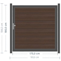 SYSTEM WPC PLATINUM XL Tor-Set in Braun Breite 1750mm Höhe 1800mm