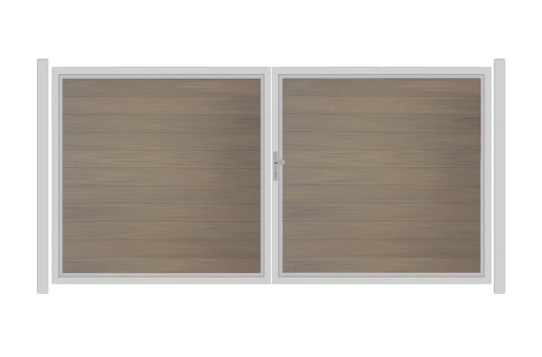 SYSTEM WPC PLATINUM Doppeltor-Set in Taupe-Grau Breite 3600mm Höhe 1800mm