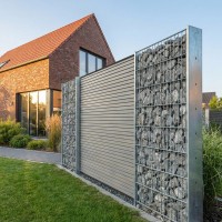 Gabione S20 - WPC Platinum Taupe-Grau Kombination - Breite 4,2m, Höhe 1,8m