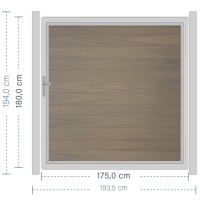 SYSTEM WPC PLATINUM Tor-Set in Taupe-Grau Breite 1500mm Höhe 1800mm