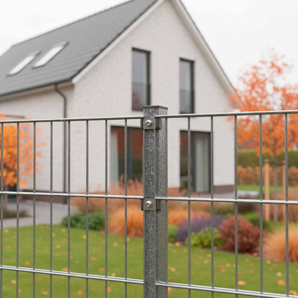 Doppelstabmattenzaun Komplettsett 6/5/6 in FVZ, Verzinkt