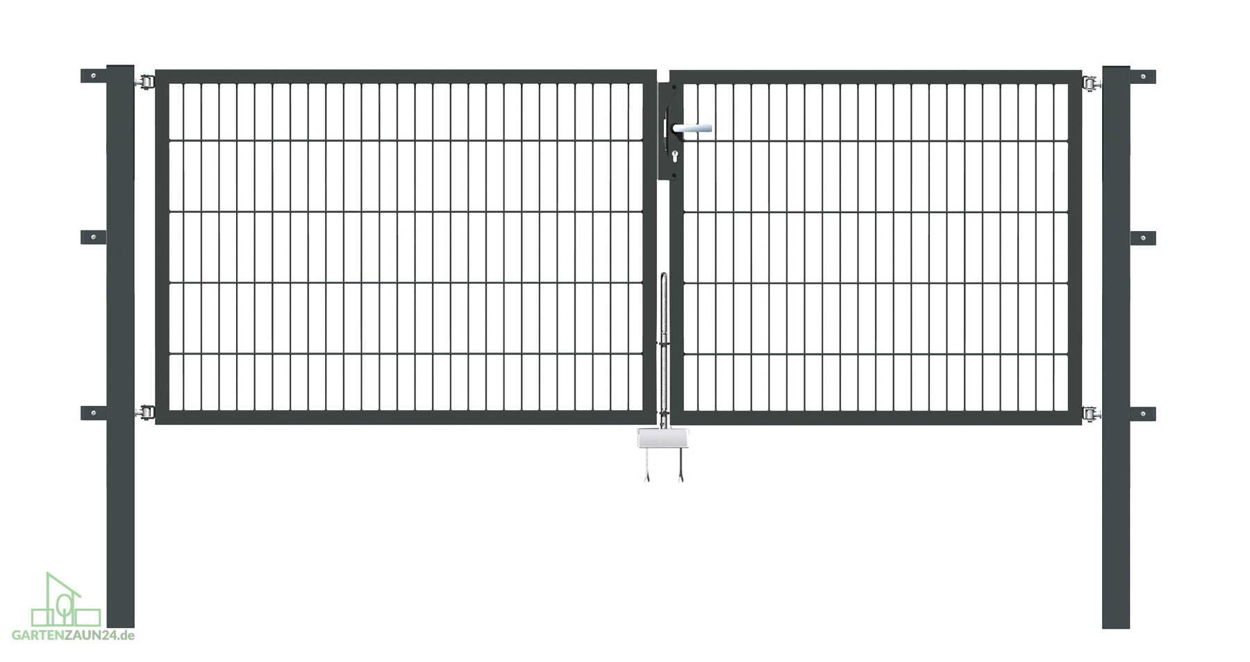 Gartentor Flex 6, 2-flg., Breite 2750 mm (1250/1500mm) Verzinkt Zum Einbetonieren 800 mm