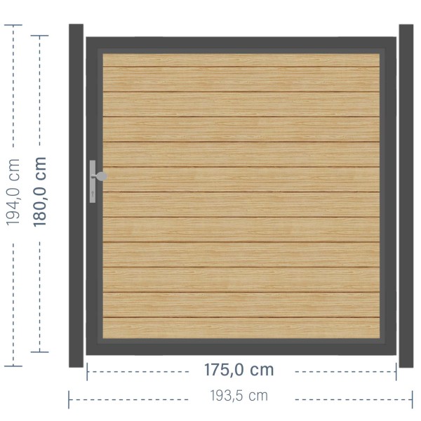 SYSTEM ALU PLUS Tor-Set in Lärche Breite 1750mm Höhe 1800mm