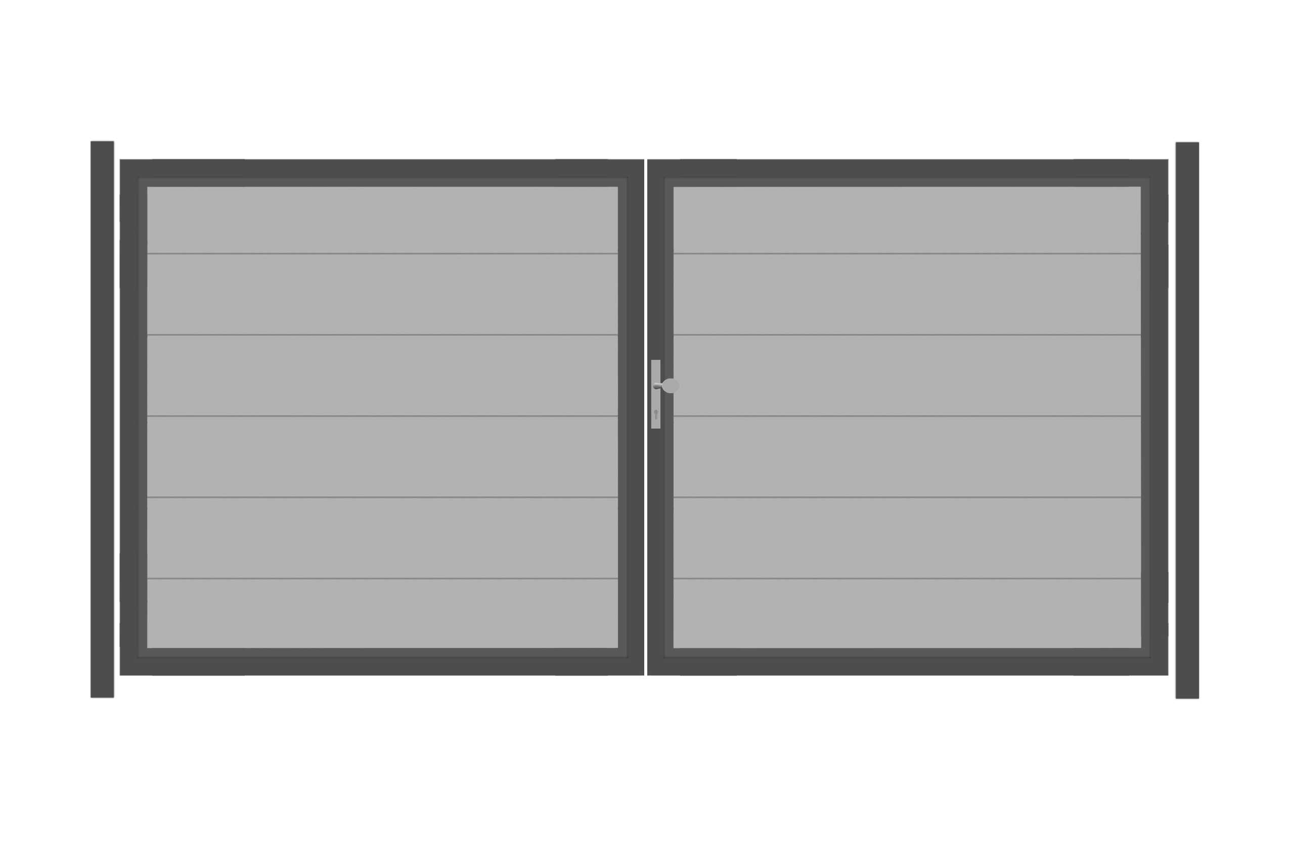 SYSTEM ALU XL Doppeltor-Set in Silber Breite 3600mm Höhe 1800mm Links ohne Klinke zum Einbetonieren Silber Manuell betrieben