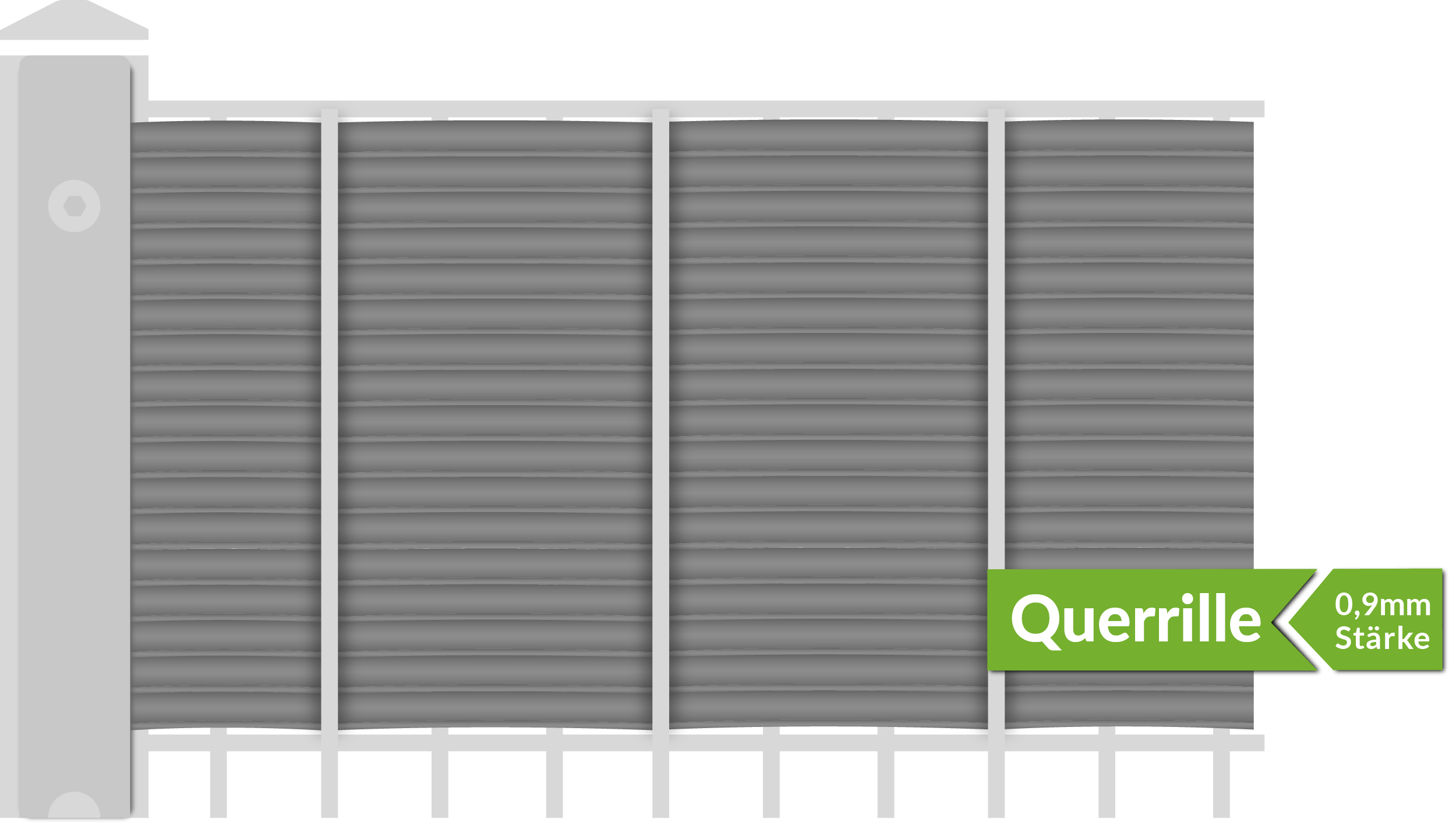 Sichtschutzstreifen mit Querrillen