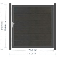SYSTEM WPC PLATINUM XL Tor-Set in Anthrazit Breite 1750mm Höhe 1800mm