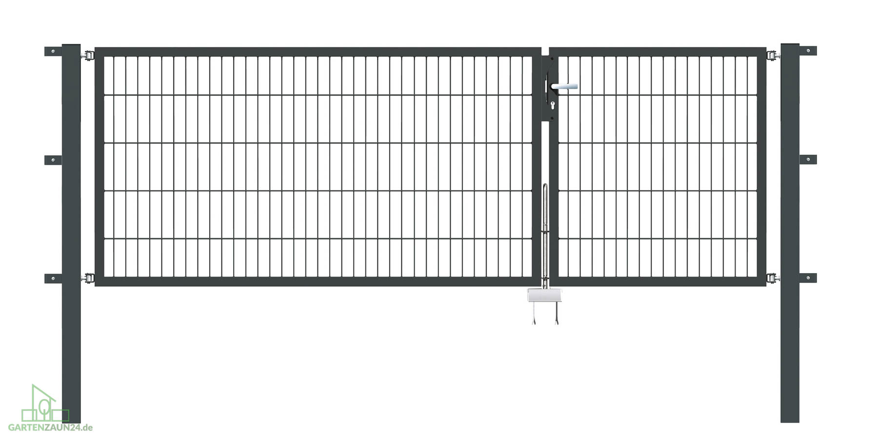 Gartentor Flex 6, 2-flg., Breite 3000 mm (1000/2000mm) Verzinkt Zum Einbetonieren 800 mm