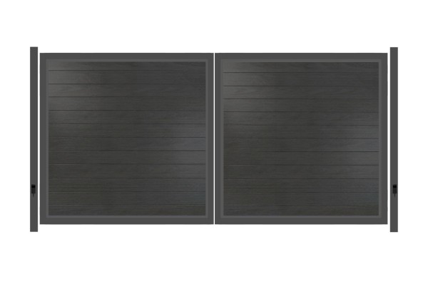 SYSTEM WPC PLATINUM Doppeltor-Set in Anthrazit Breite 3600mm Höhe 1800mm