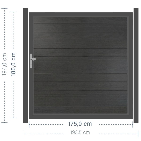 SYSTEM WPC PLATINUM Tor-Set in Anthrazit Breite 1750mm Höhe 1800mm