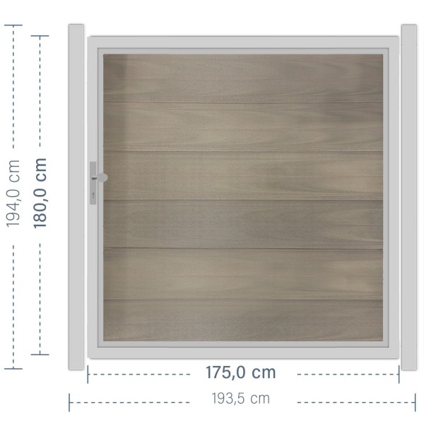 SYSTEM WPC PLATINUM XL Tor-Set in Taupe-Grau Breite 1750mm Höhe 1800mm