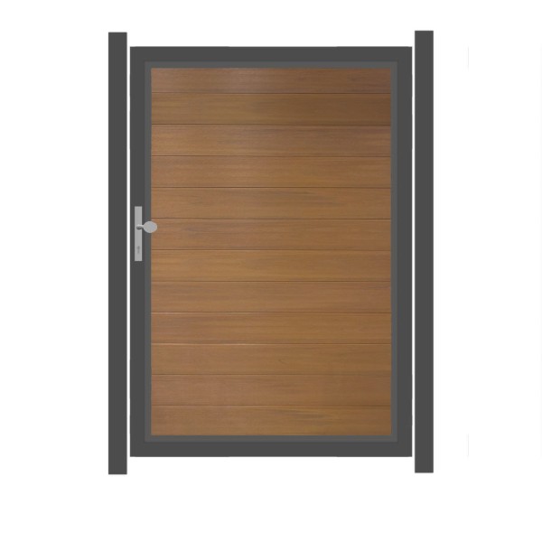 SYSTEM WPC PLATINUM Tor-Set in Teak-Braun Breite 1250mm Höhe 1800mm