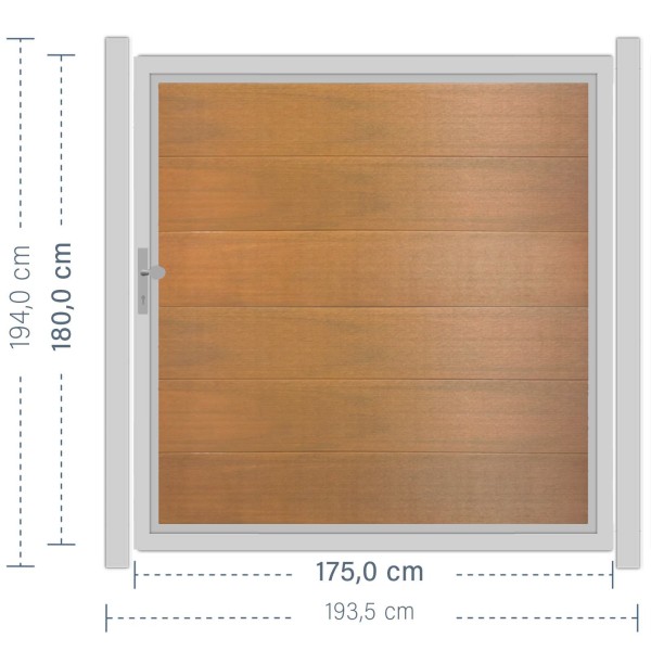 SYSTEM WPC PLATINUM XL Tor-Set in Teak-Braun Breite 1750mm Höhe 1800mm