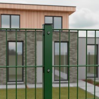 Doppelstabmattenzaun Komplettset 6/5/6 in RAL 6005, Grün