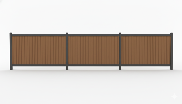 Komplettset SYSTEM NEO Platinum Vorgartenzaun 95 cm Teak Braun