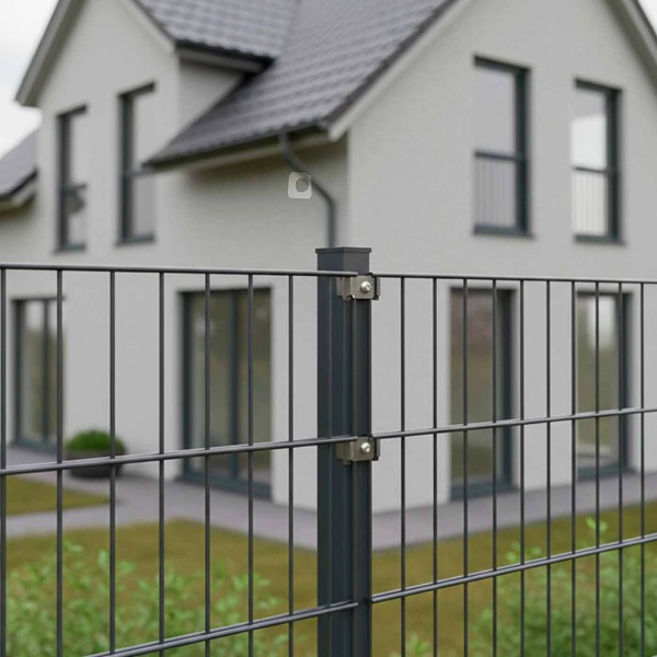 Doppelstabmattenzaun Komplettset 6/5/6 in RAL 7016, Anthrazit