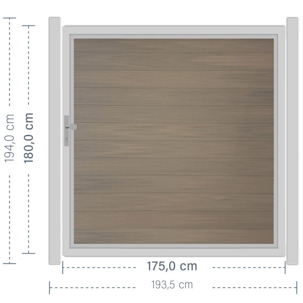 SYSTEM WPC PLATINUM Tor-Set in Taupe-Grau Breite 1750mm Höhe 1800mm