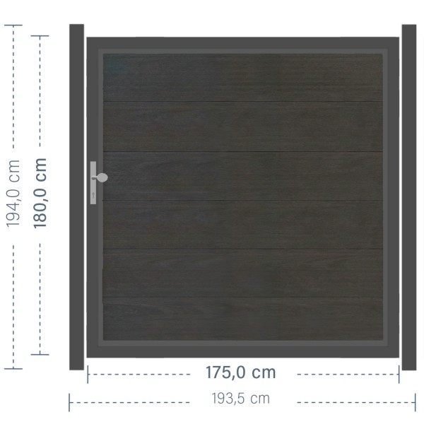SYSTEM WPC PLATINUM XL Tor-Set in Anthrazit Breite 1750mm Höhe 1800mm