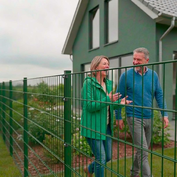 Doppelstabmattenzaun Komplettset 6/5/6 in RAL 6005, Grün