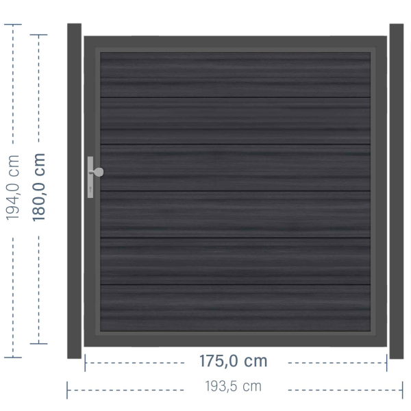 SYSTEM WPC PLATINUM XL Tor-Set in Anthrazit Breite 1750mm Höhe 1800mm