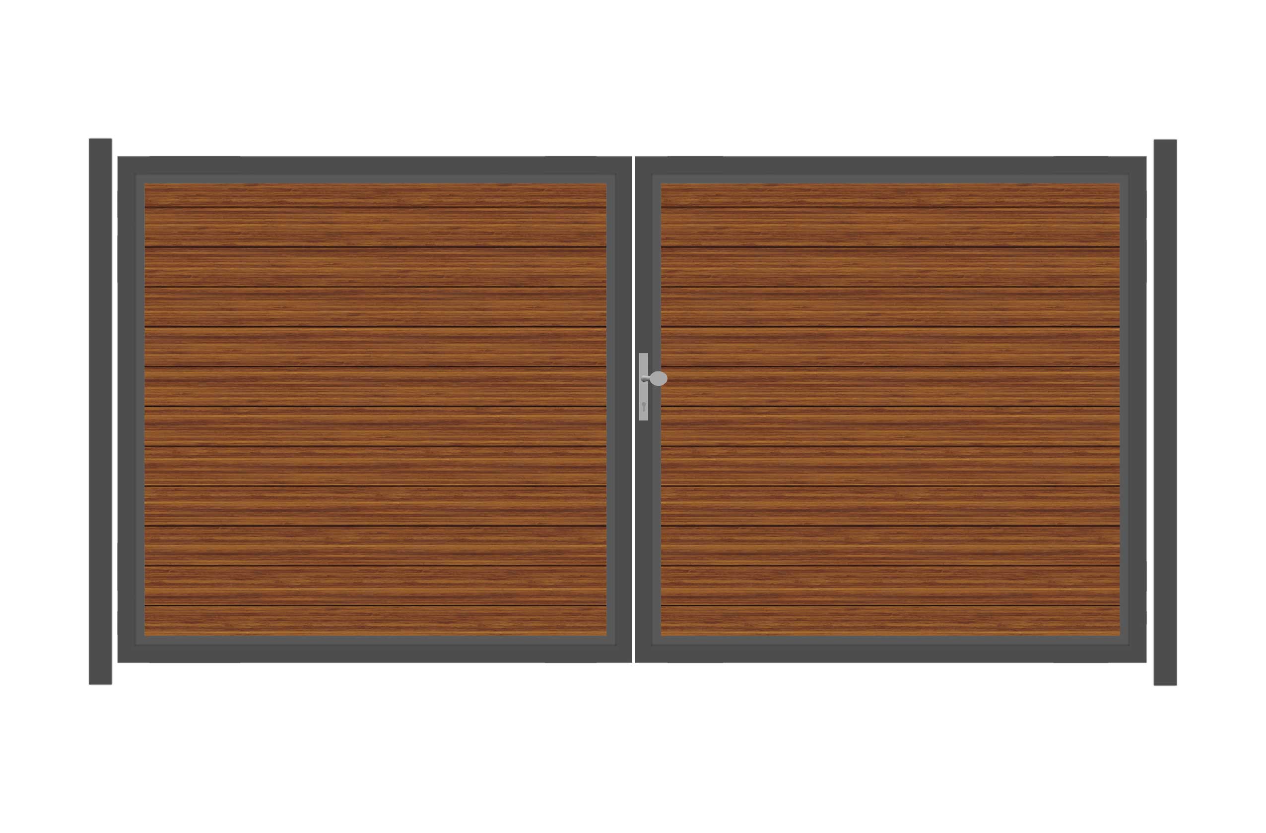 SYSTEM ALU PLUS Doppeltor-Set in Bambus Breite 3600mm Höhe 1800mm Links ohne Klinke zum Einbetonieren Silber Manuell betrieben