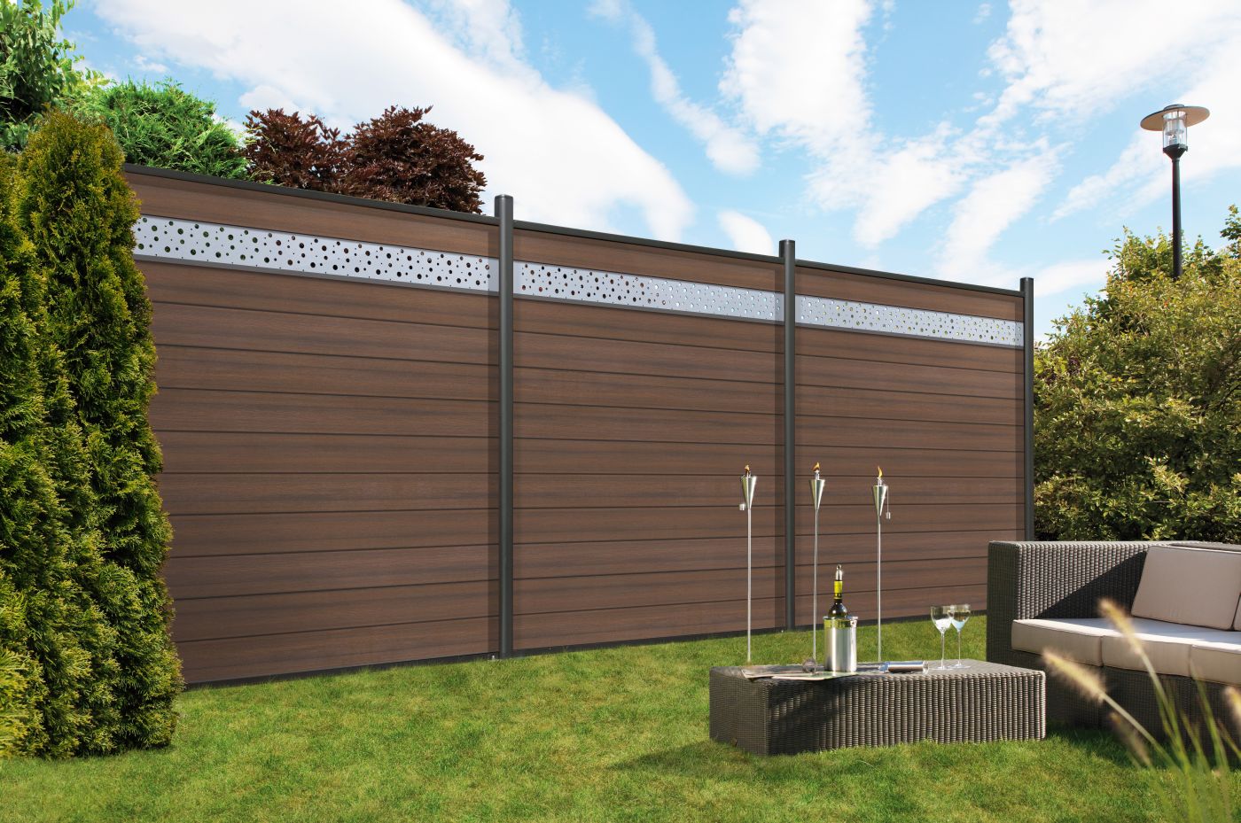 SYSTEM WPC PLATINUM ZaunfeldSet, braun Gartenzaun24 Tore & Zaunsysteme
