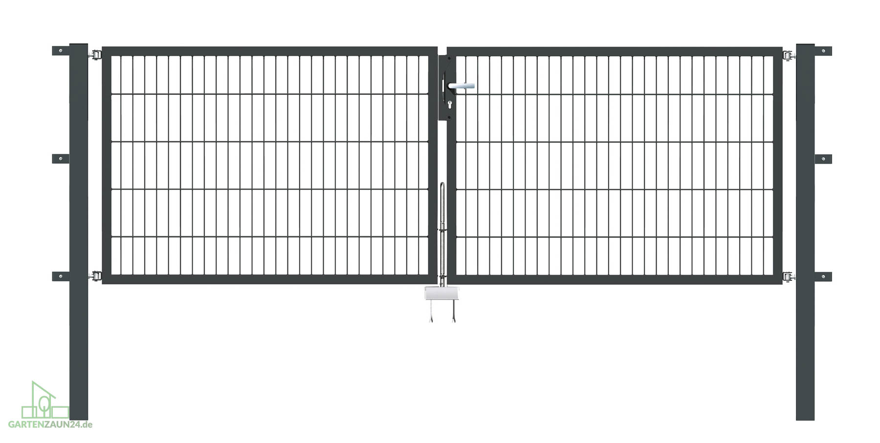 Gartentor Flex 6, 2-flg., Breite 3000 mm 800 mm Zum Einbetonieren Verzinkt