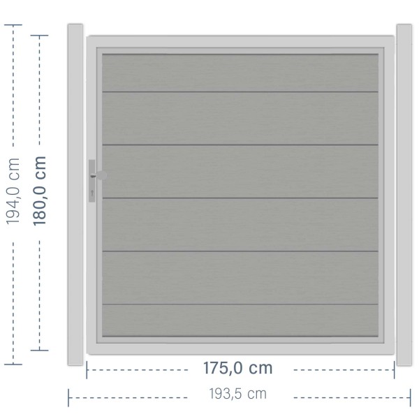 SYSTEM WPC XL Tor-Set in Grau Breite 1750mm Höhe 1800mm