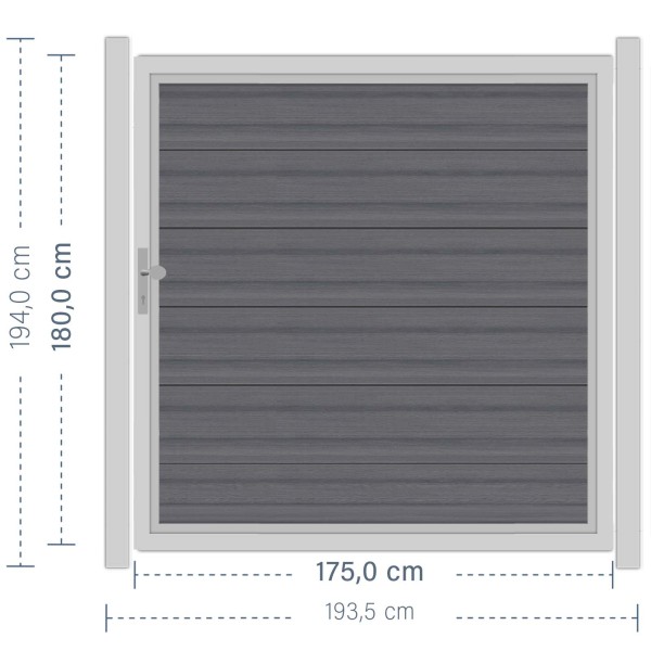 SYSTEM WPC PLATINUM XL Tor-Set in Grau Breite 1750mm Höhe 1800mm