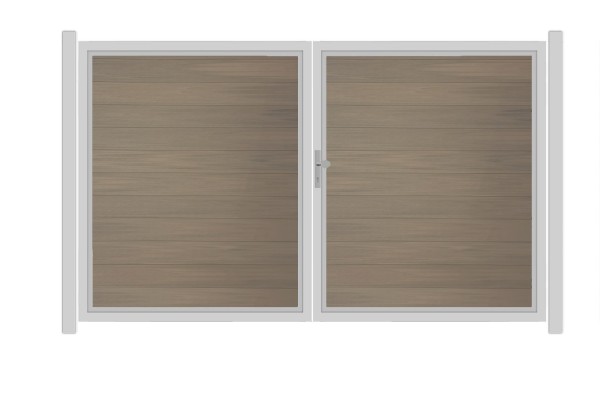 SYSTEM WPC PLATINUM Doppeltor-Set in Taupe-Grau Breite 3000mm Höhe 1800mm